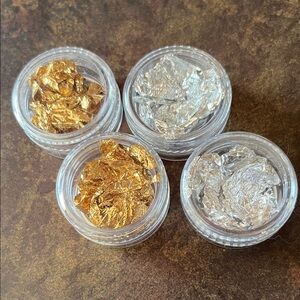 Gold and Silver Foil Flakes Set for nail art